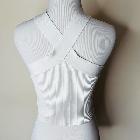 Babaton Aritzia White Sculpt Knit Criss Cross Tank - Picture 5 of 6